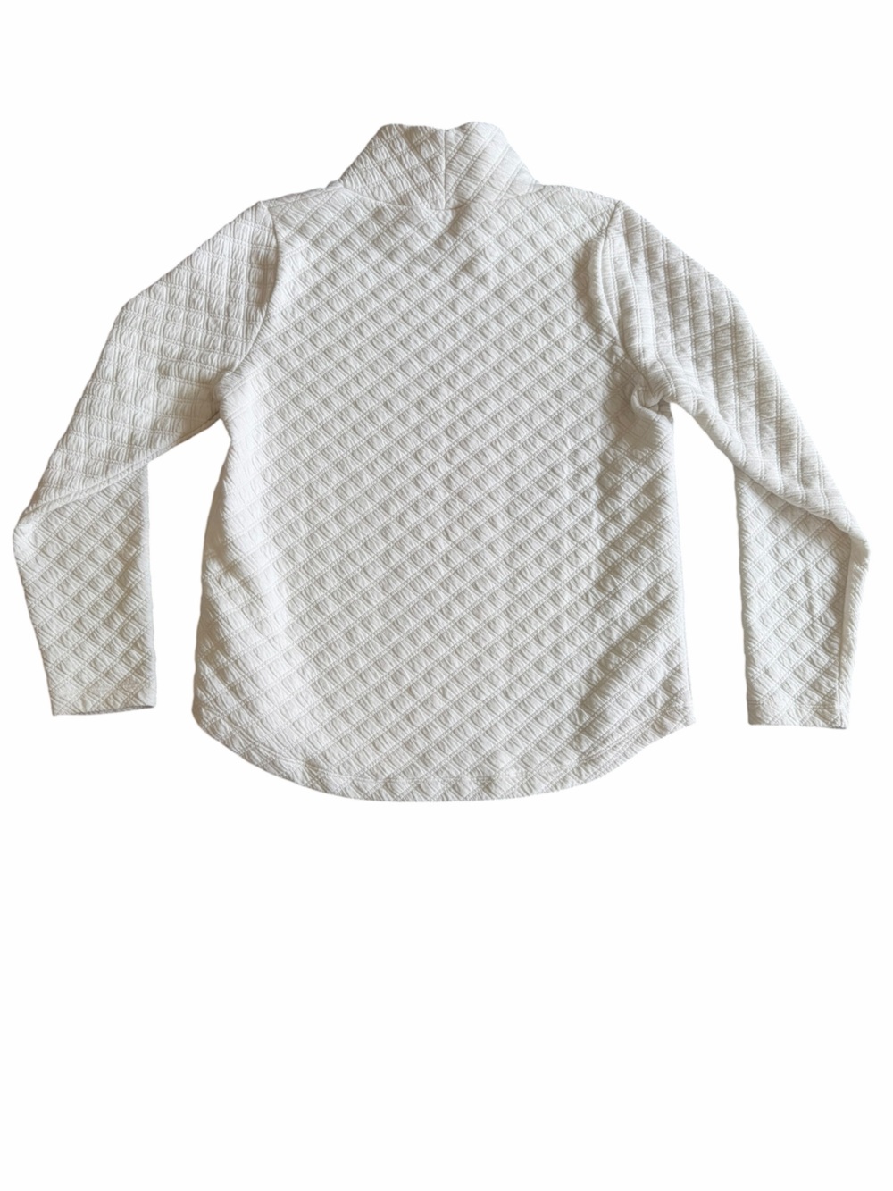 J.Crew Ivory Textured Quilted Mock Neck XS Diamond Knit Long Sleeve Pullover - Picture 2 of 8